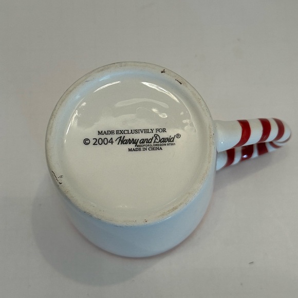 Vintage Harry and David Candy Cane Snowman Ceramic 10 ounce Mug - Picture 4 of 4